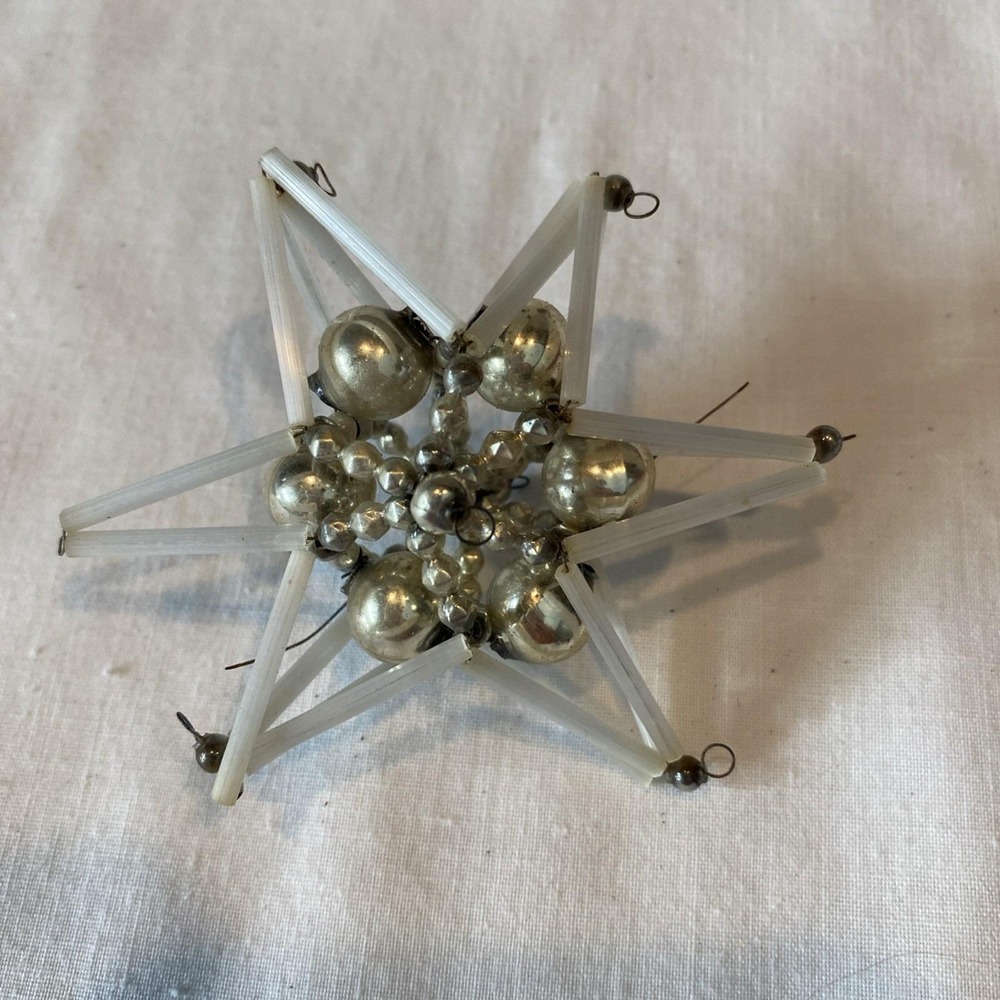 Antique Czech Beaded Christmas Star Ornament. Please See Pictures For Condition